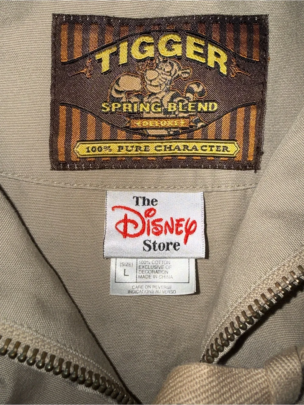 DISNEY VINTAGE PURE CHARACTER  Tan Canvas Work Jacket with Brown Corduroy Collar